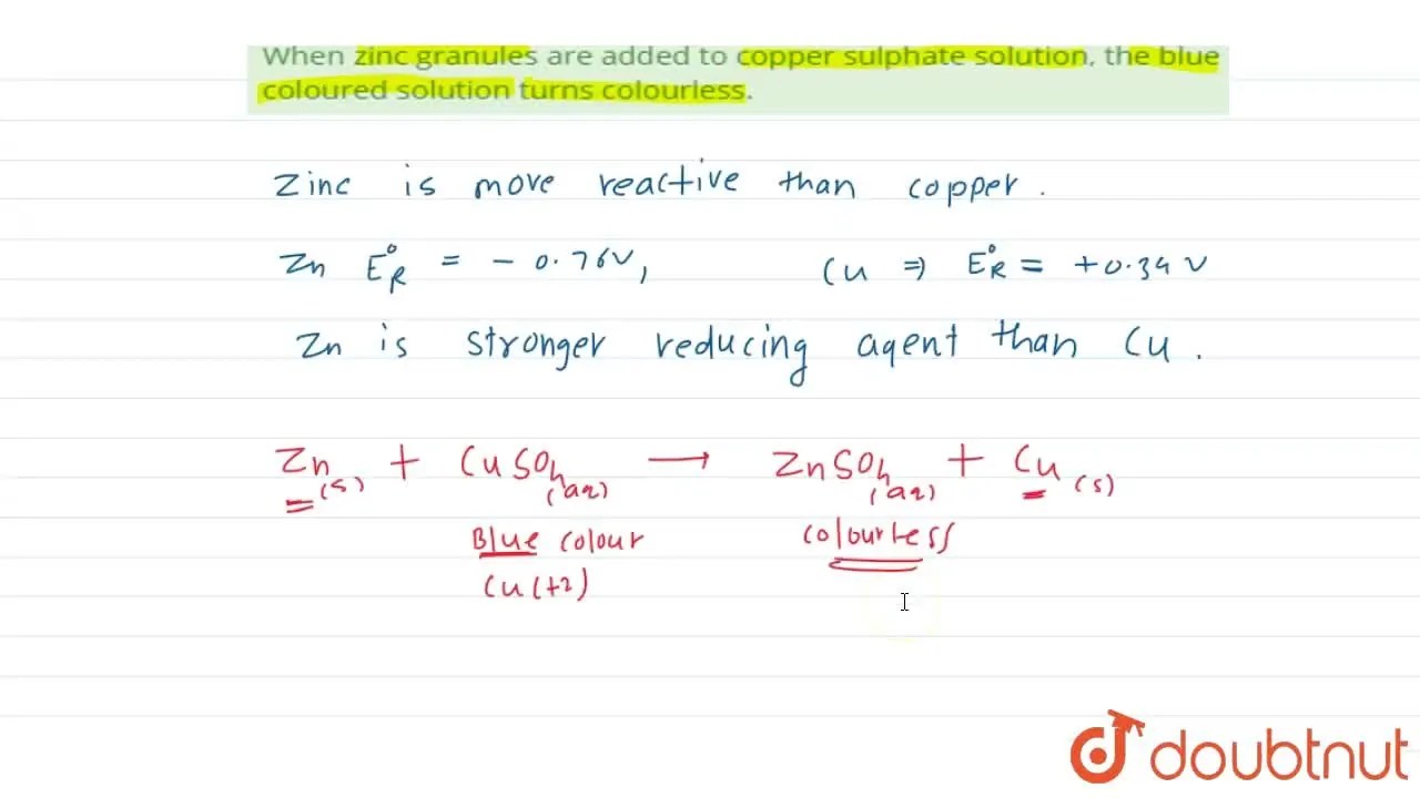 [Marathi] Give scientific reasons for the following When zinc granul