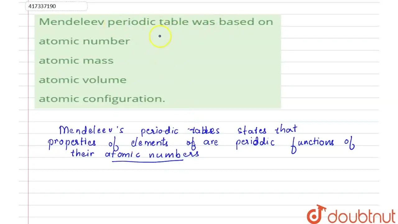 [Kannada] Mendeleev periodic table was based on
