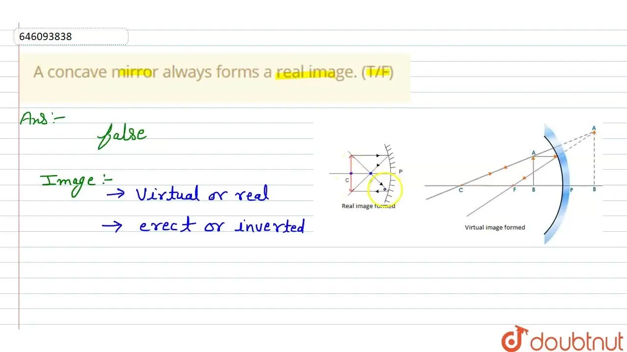 A concave mirror always forms a real image. (T/F)