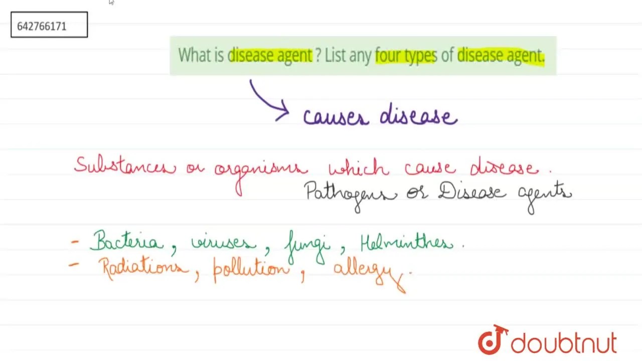 [Punjabi Solution] What is disease agent ? List any four types of dise