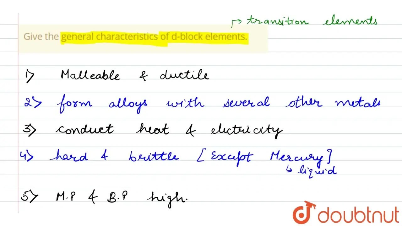 [Punjabi] Give the general characteristics of dblock elements.