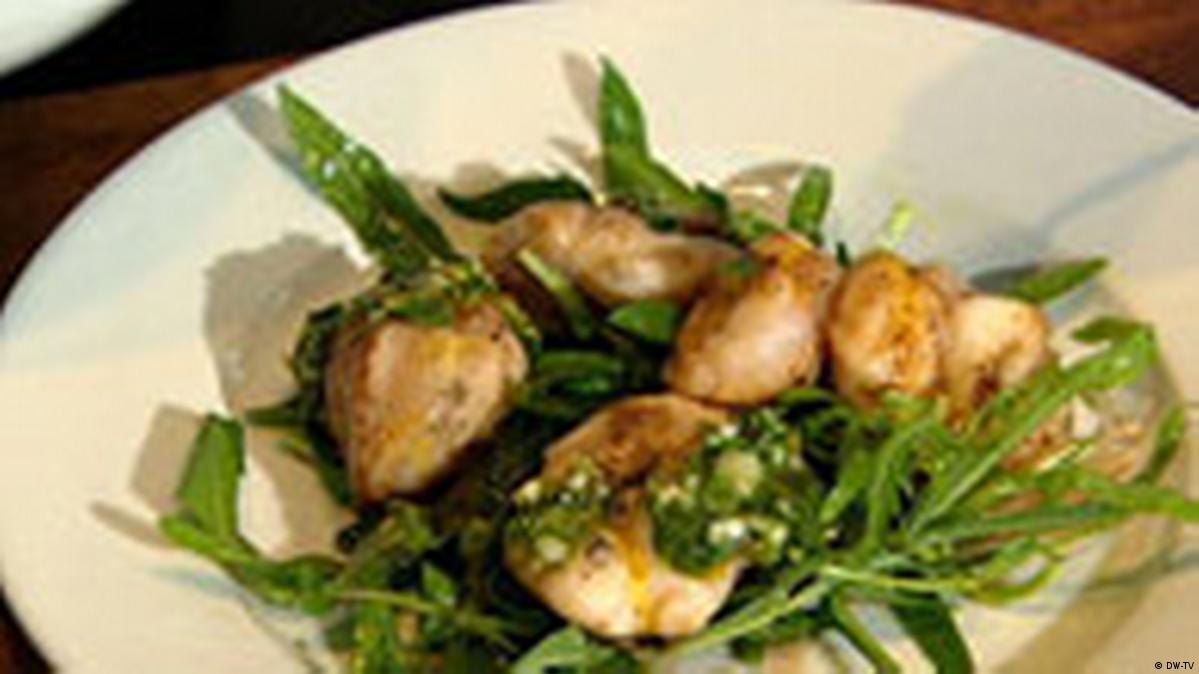 Panfried skate cheeks with lovage and lemon dressing DW 08/22/2008