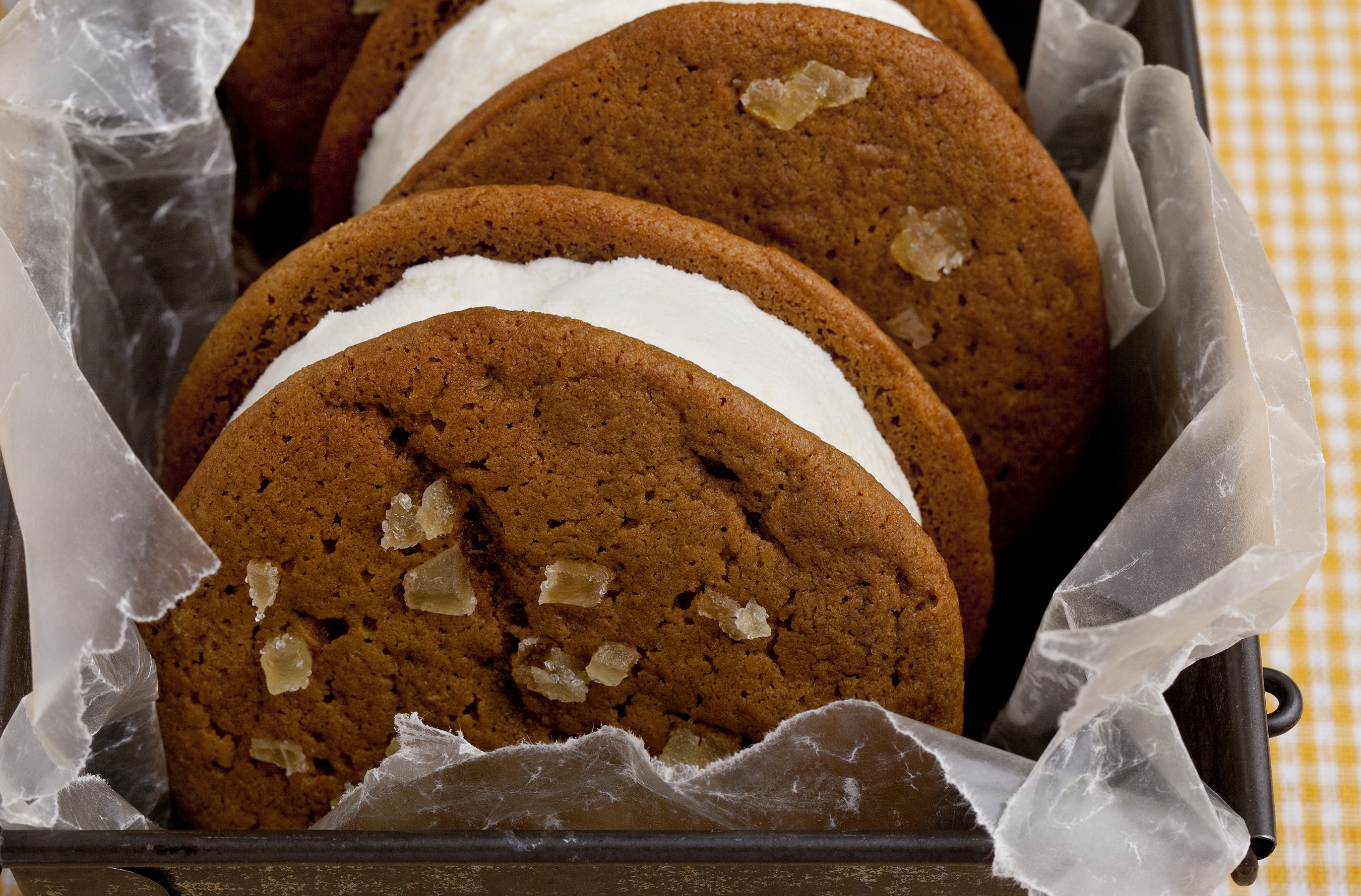 Ginger Ice Cream Sandwiches with Ginger Molasses Cookies