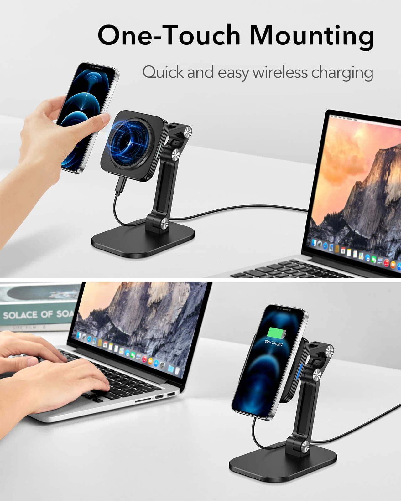 HaloLock™ Adjustable MagSafe Compatible Wireless Charging Stand ESR