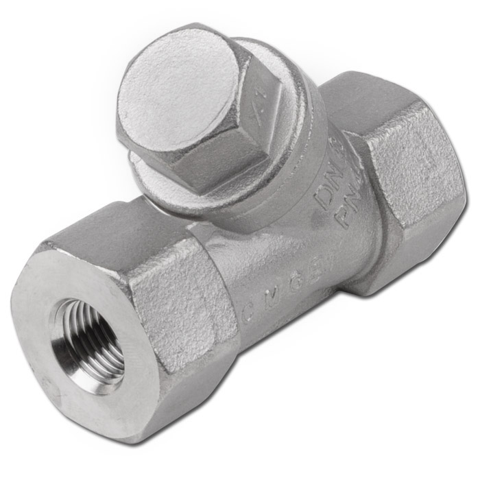 Angle seat check valve stainless steel / PTFE thread G1/4" G2"