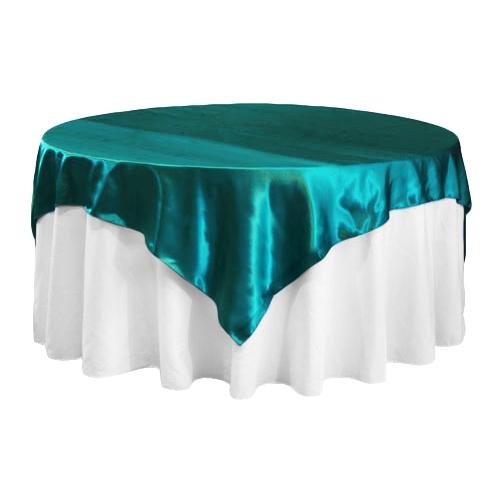 Sleek Satin Tablecloths 72 Square Dark Turquoise