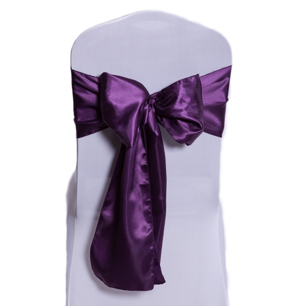 Purple Satin Chair Sashes Dark Purple Chair Sashes
