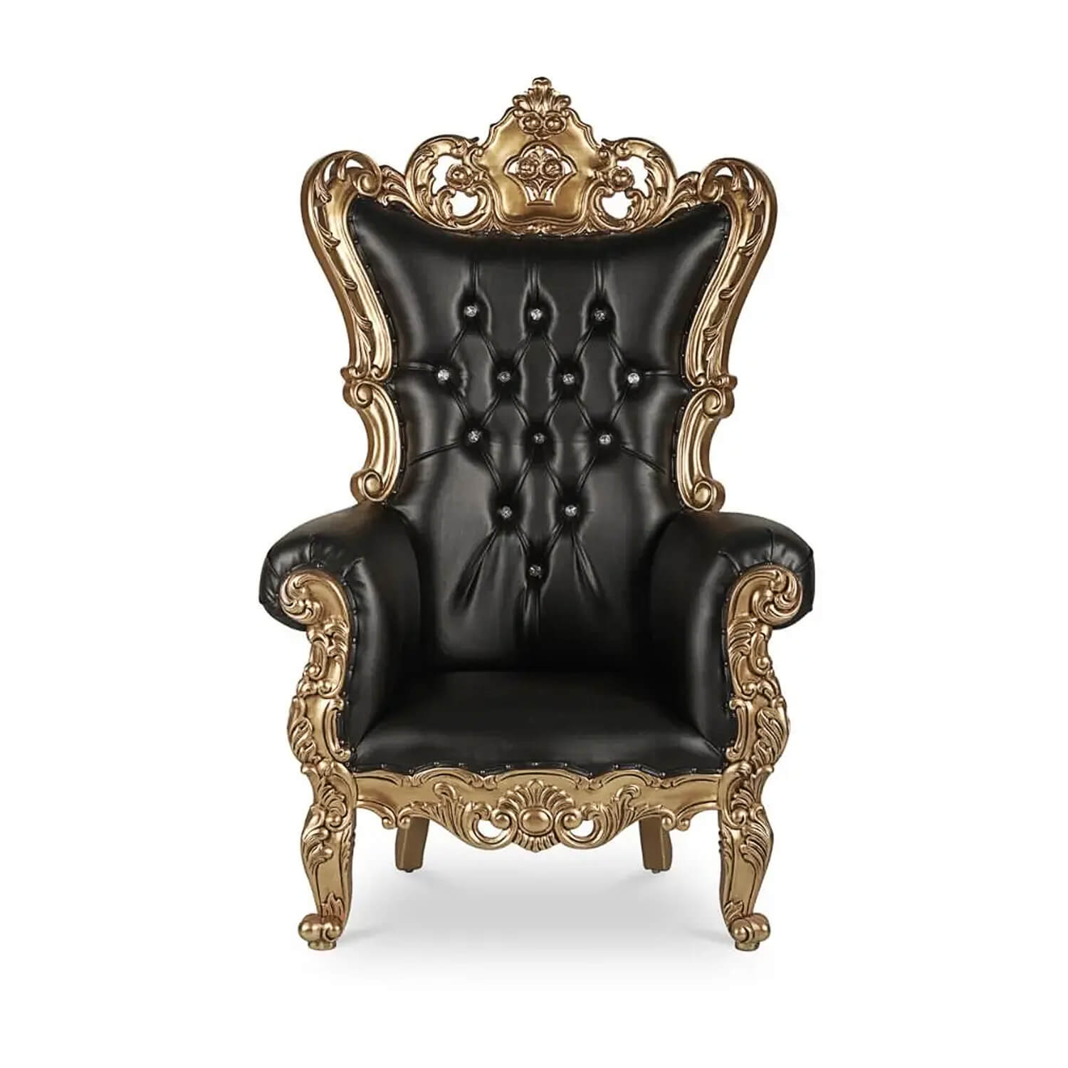French Bride and Groom Throne Chair Black & Gold