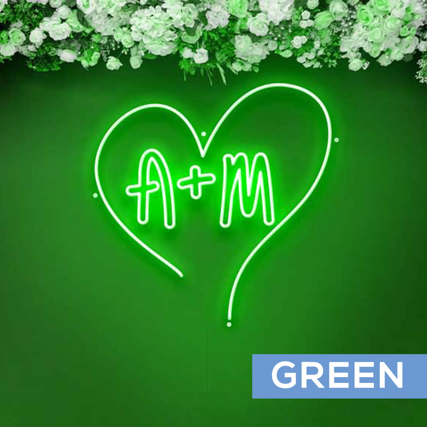 Custom Neon Sign Your Initials in Monogram Heart Choose your Size and