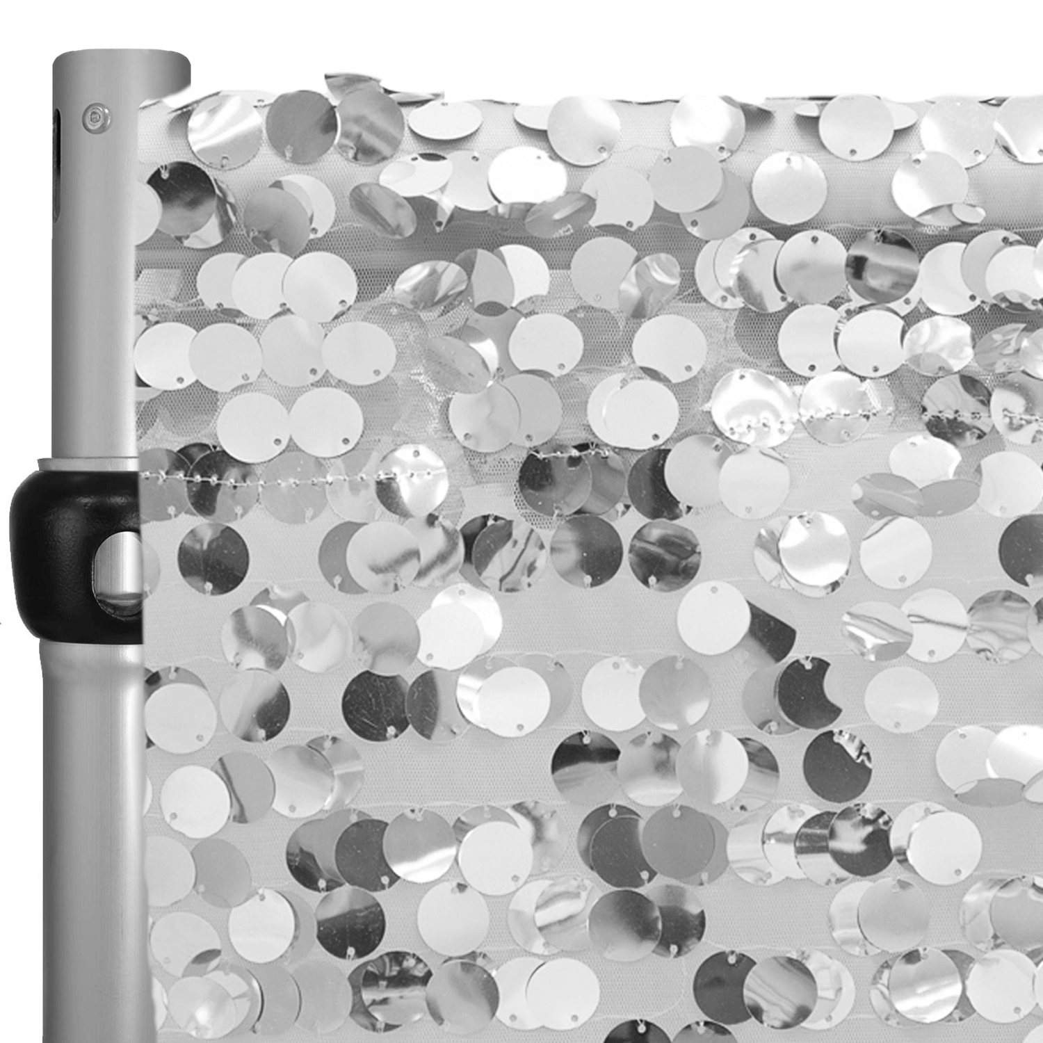 Silver Payette Sequin Backdrop Curtain w/ 4 Rod Pocket by Eastern Mills 12ft Long x 4.5ft Wide