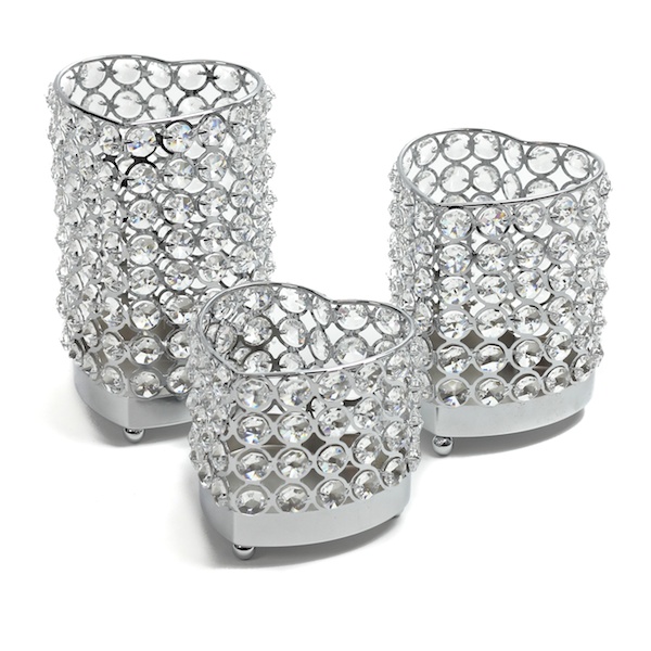 Real Crystal Heart Candle Holder 3 Piece Set!