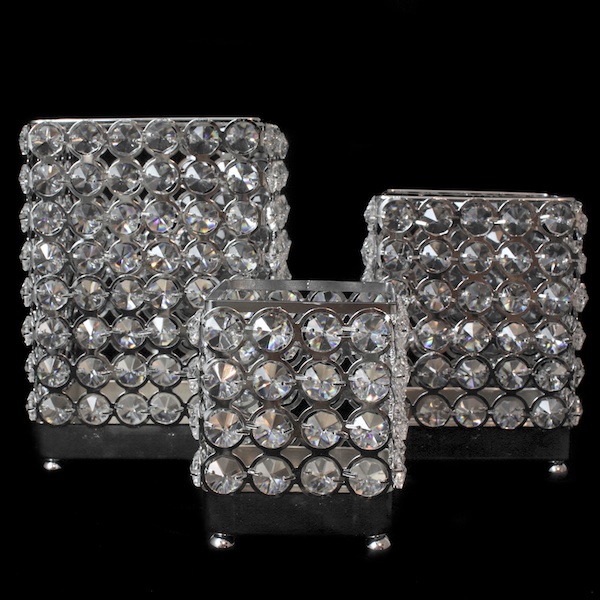 Square Crystal Candle Holders Set of 3 Candle Holders