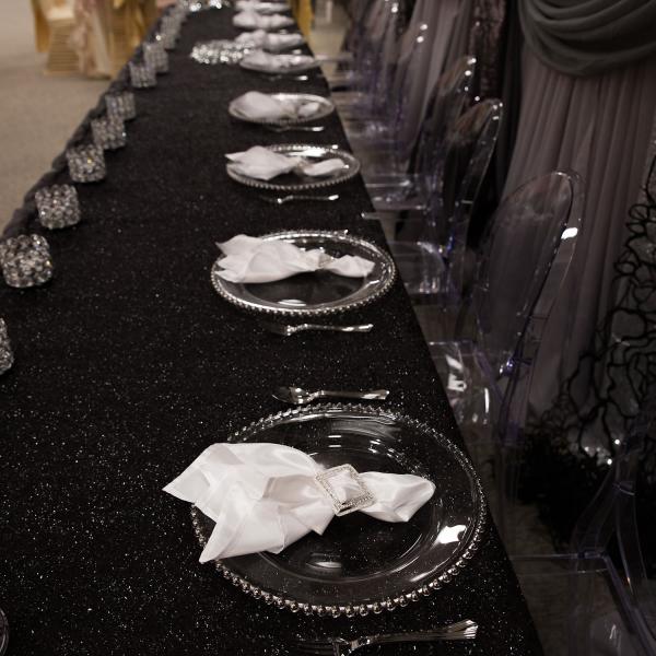 Black and Silver Backdrop Wedding Table Backdrop
