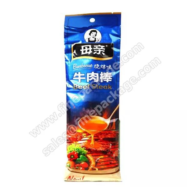 Original beef jerky bars and strip vacuum bags with Euro slot and tear