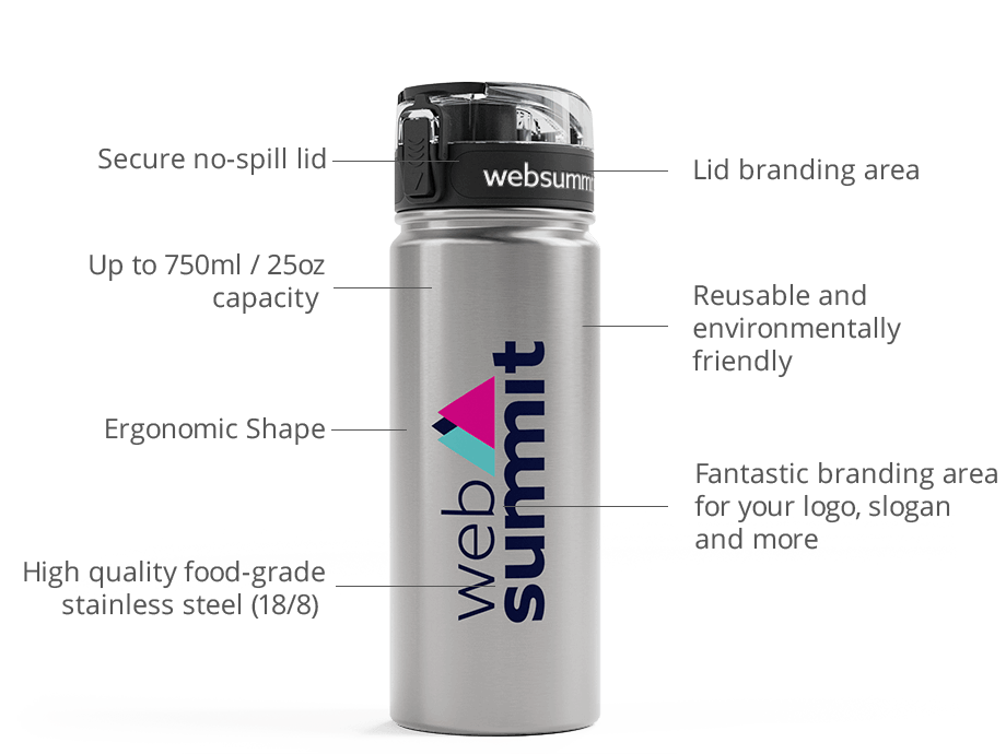 Custom Metal Water Bottles Logo, Aqualok Metal