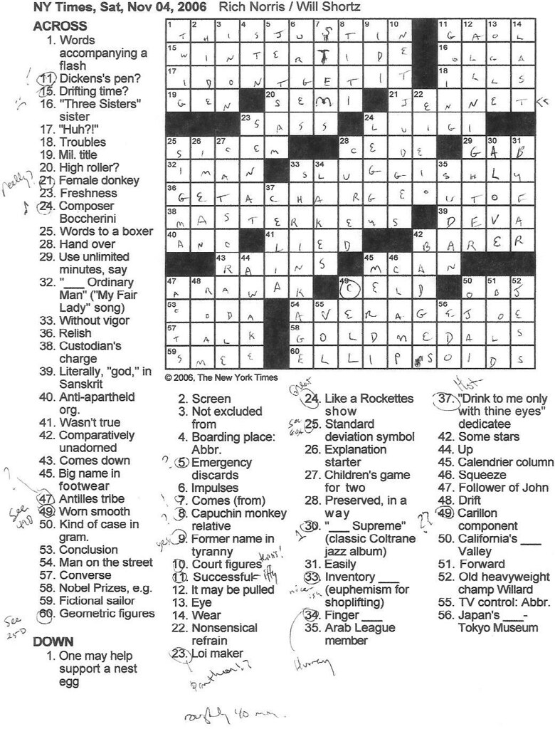 Rex Parker Does the NYT Crossword Puzzle SATURDAY, Nov. 4, 2006 Rich