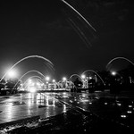 The musical fountain after nightfall.