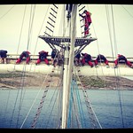 STS Young Endeavour Youth Crew V01/16 harbour furling at Cull Island. #youngendeavour #tallship #furl