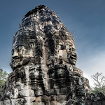Faces on Towers at Bayon Temple, Angkor, Cambodia-20a