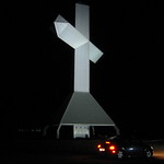 Creepy giant cross at night