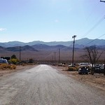 Looking down one of the dead-end streets in Darwin ghost town towards Death Valley (darwin17xy)