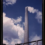 Smoke stack of TVA chemical plant where elemental phosphorus is made, vicinity of Muscle Shoals, Alabama (LOC)