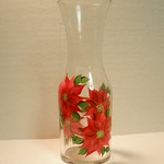 Hand Painted Poinsettia Carafe Glass