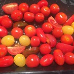 Six different varieties of tomato ready for roasting for my homemade sauce! #six #tomatoes #colour #fresh #freshproduce #fruit #cooking #italian #market #hellofreshsnaps #healthysnaps #healtheating ##healthy #fromscratch #oven #roast #italian #sauce #chef