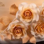 wedding cake beige roses and lace detail