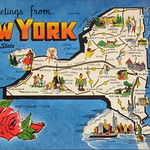 Greetings from New York map postcard