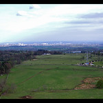 Sunbeams over Glasgow, taken by kite