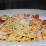 Prawns, chilli and spaghetti