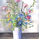 FLOWERS in WHITE VASE--Flowers(3) by Yuzo Komori