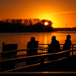 Fishing in sunset