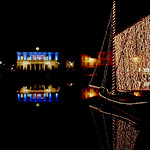 Vieux Basin by night, Christmas lights, Honfleur, Normandy, France
