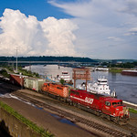 SOO 6059 on the Saint Paul Transfer with Thunderstorms; Saint Paul, MN