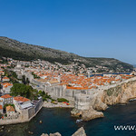 Tourists look out towards the old town of Dubrovnik