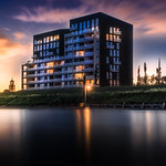 Long exposure after sunset of Pothoofd Deventer Overijssel