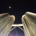 Petronas twin towers with the Moon and three Stars...
