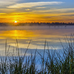 Sunrise in a misty morning