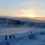 By the Yukon River in Downtown Whitehorse in the morning