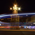 Clock tower light trails