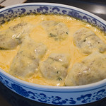 Baked Spinich Stuffed Flounder, w/ Cheese Sauce over Rice