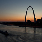 Late afternoon river barge
