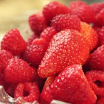 Raspberries and strawberries.