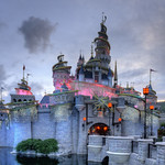 Cinderella's Castle during "Blue Hour", Hong Kong Disneyland