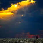 sailboat, sunset & storm - Hertzelia beach - Israel