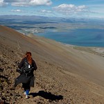 Walking down mountain Hafnarfjall.