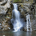 Waterfall and a frozen ladder