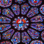 Center part of the southern rose window in the Kathedrale Notre-Dame-de-Chartres.